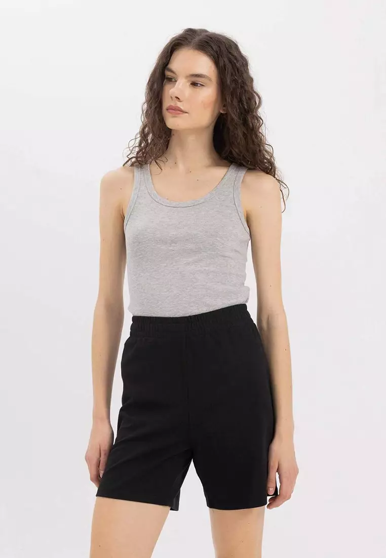 Slim Fit Slim Fit U Neck Basic Plain Ribbed Undershirt C9826Axns