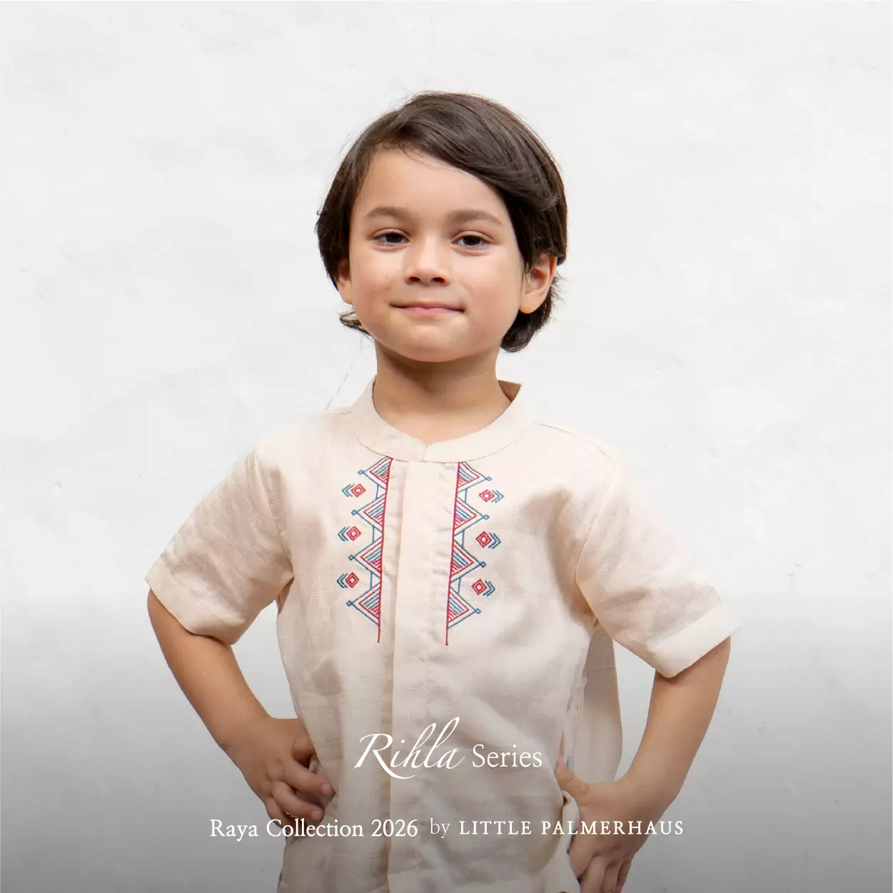 Little Palmerhaus - Baju Lebaran 2026 - Rihla Boy Koko Set (Setelan Baju Koko Anak Laki-laki) Beige