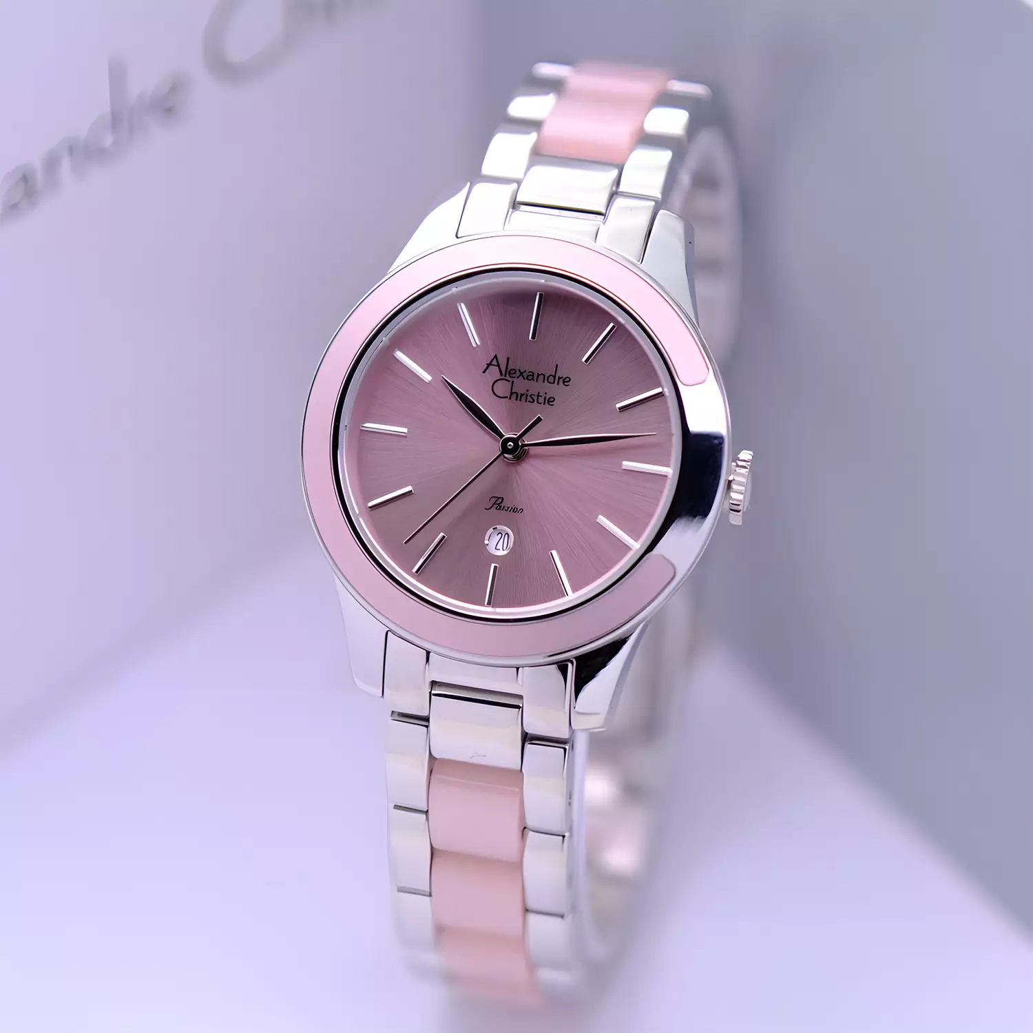 Alexandre Christie Passion Series - Jam Tangan Analog Wanita - Silver Pink Stainless Steel - 2B64 LDBSSPN