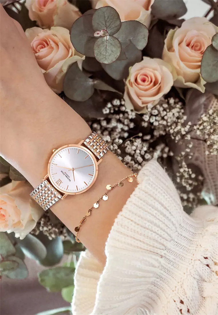 Primrose 女士手表 经典雙色玫瑰金-銀不鏽鋼表鏈 33mm玫瑰金圓形表殼-玫瑰金色