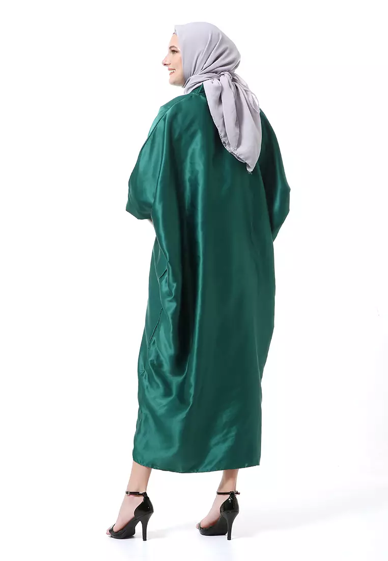 Kahitna Kaftan Pakaian Muslimah Premium Motif Polos High Quality - Hijau