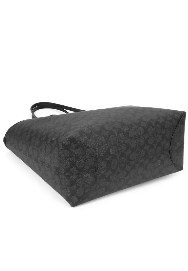 City Tote Bag In Signature Canvas - Charcoal Black