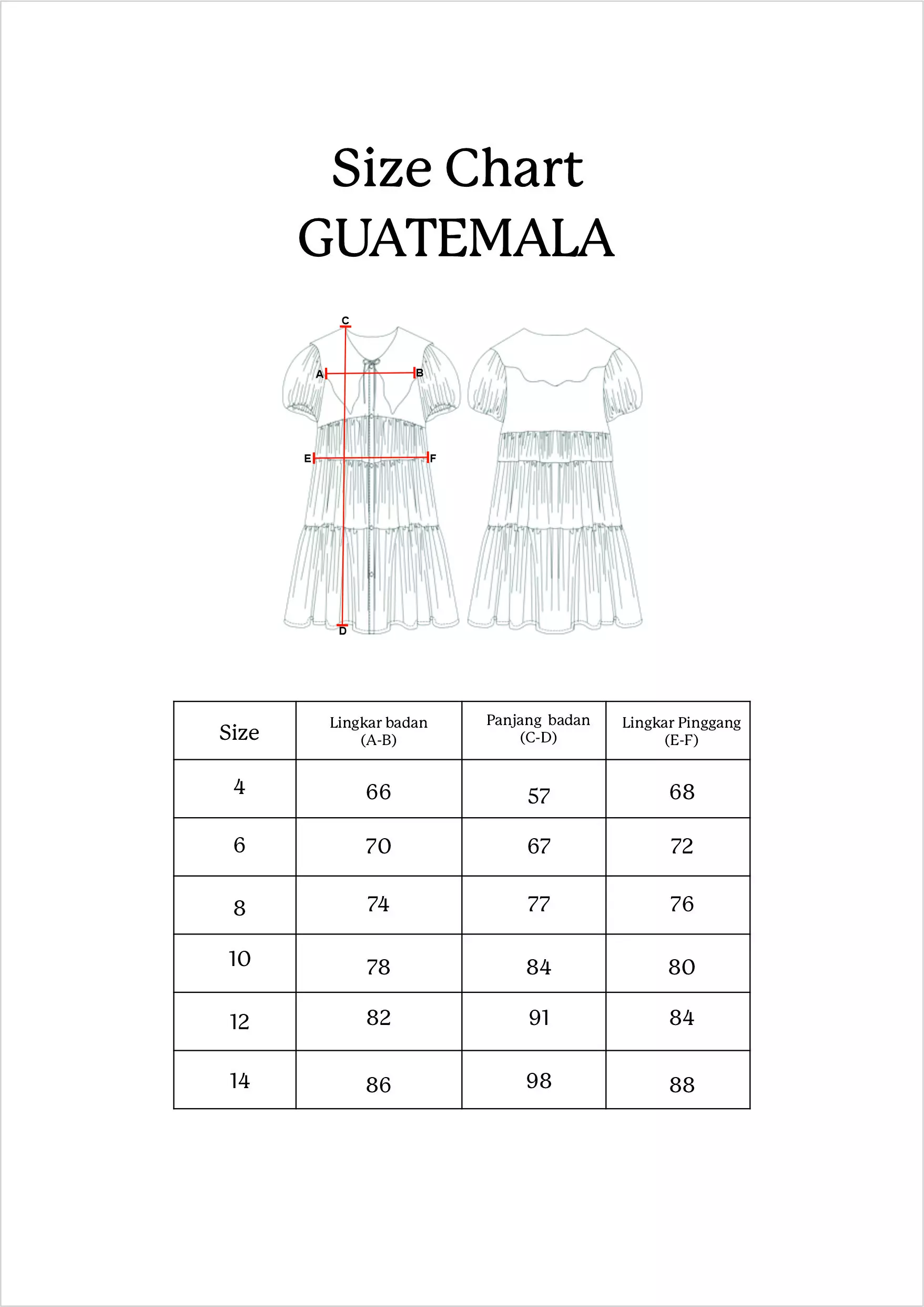 Pito Dito Girl Guatemala Dress Midi Anak Merah - Size 14