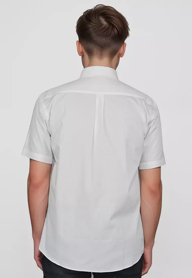 Crocodile MALE 0129 White 03 - Men Shirt Kemeja Lengan Pendek - Relax Fit - Katun