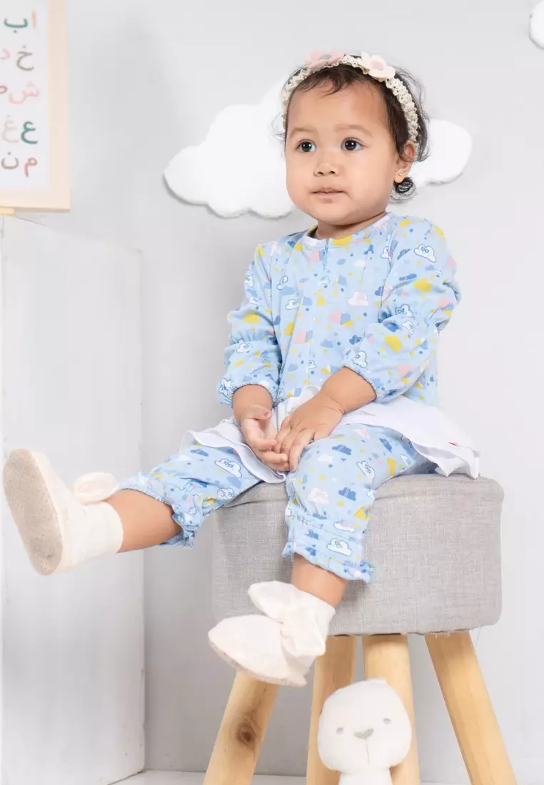 Rabbani - Jumpsuit Bani Batuta Lengan Pendek Sakura Z1M Exclusive - Biru