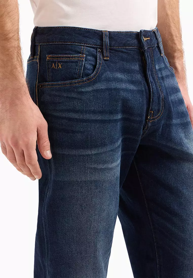 J16 Straight Fit Jeans In Stone Washed Cotton Denim