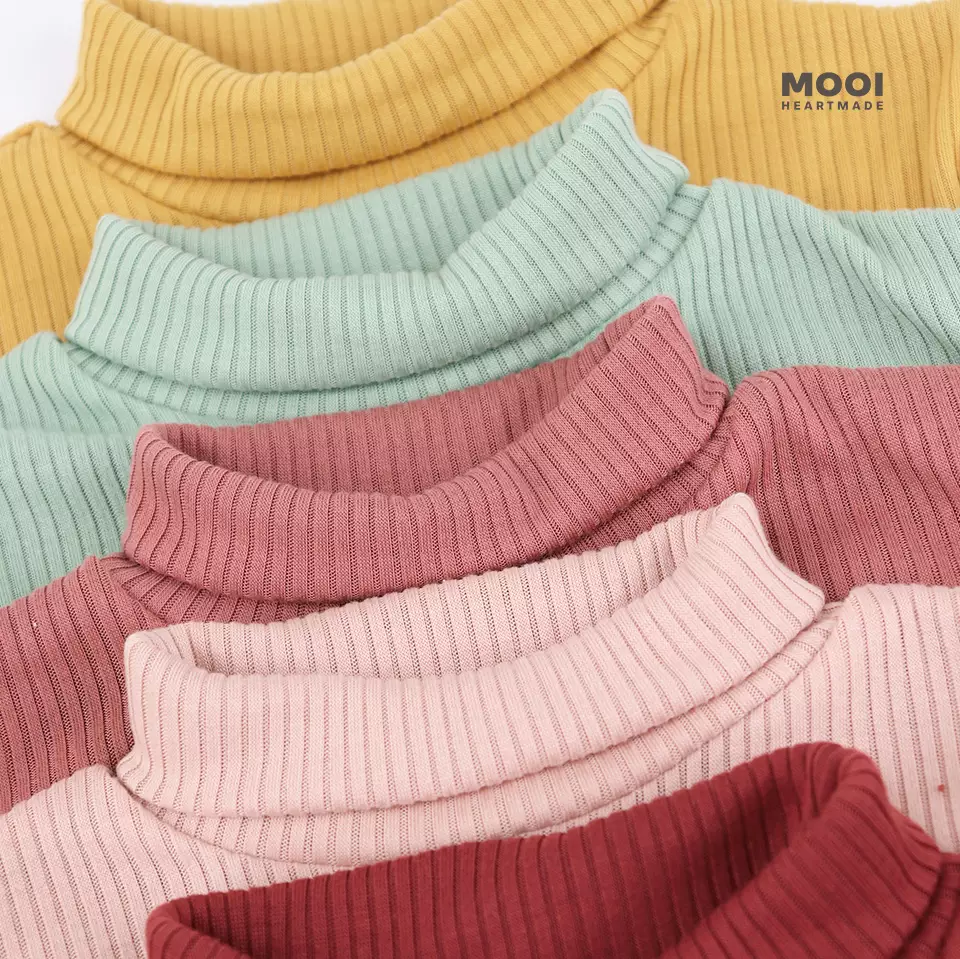 Mooi Atasan Anak Turtle Neck Top - Pink Peach