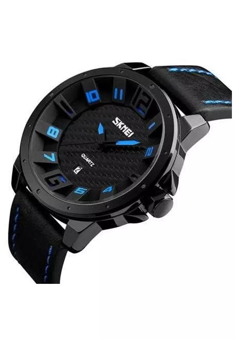 Jam Tangan Kasual Analog Pria Waterproof 30m Strap Tali Material PU Leather LC55 ORIGINAL