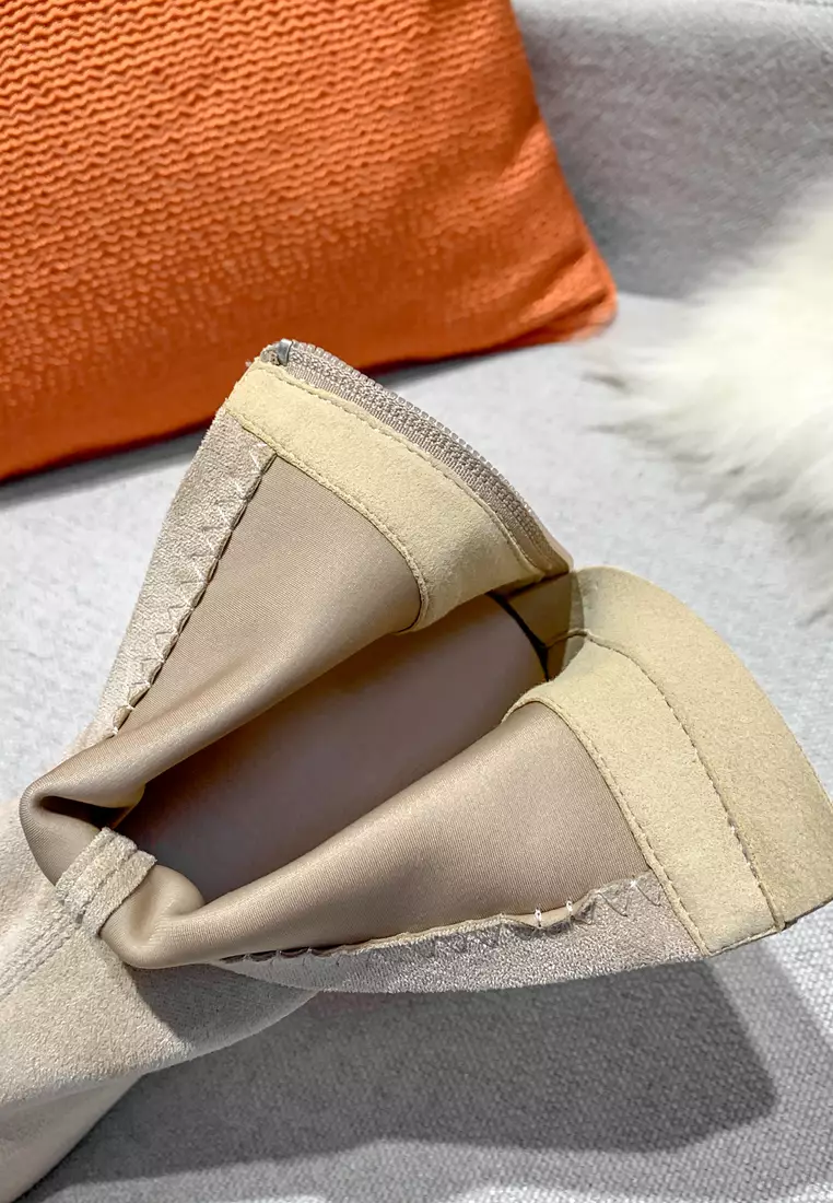 拼色的仿猄布踝靴1902-22