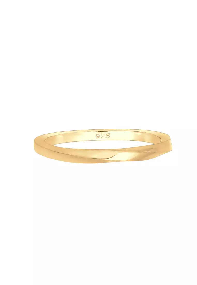 Cincin Perhiasan Perak 925 Wanita Basic Twisted Gold Plated