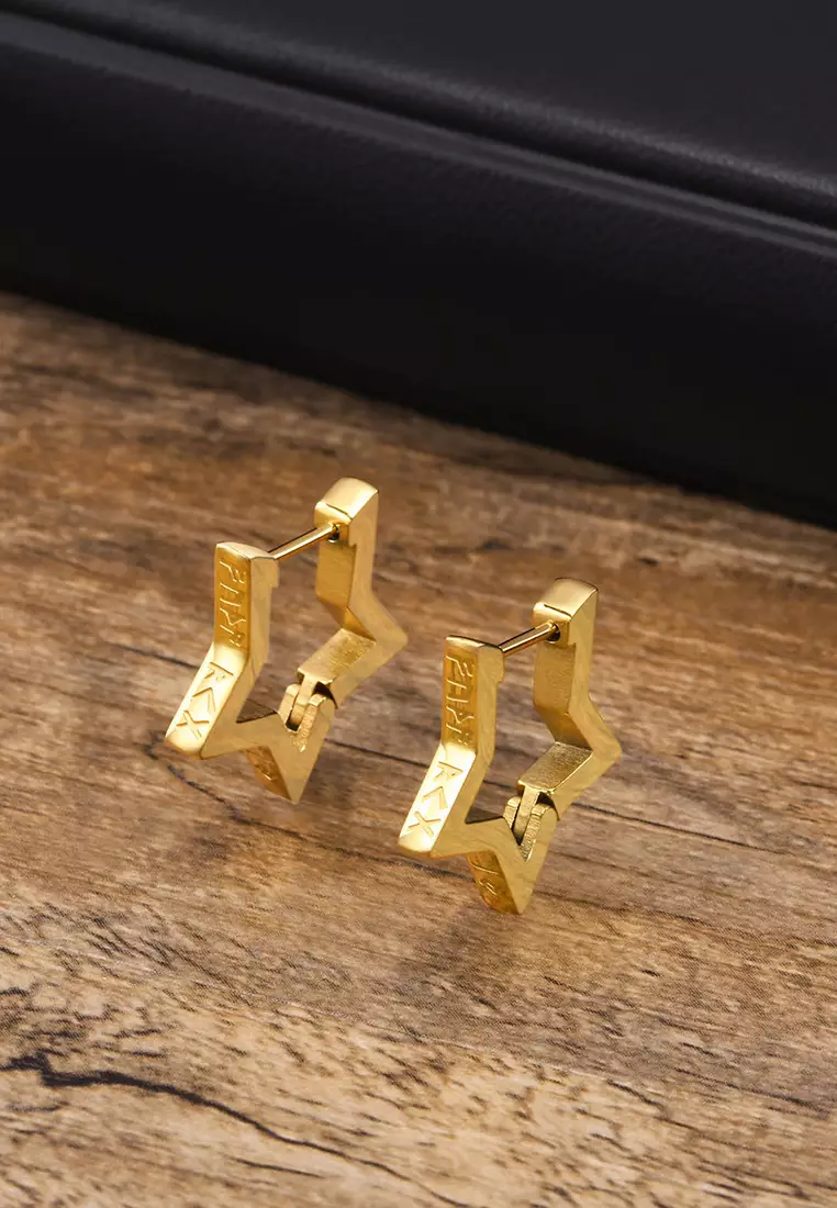 Unisex Stainless Steel Runes Star Earrings JW QX-525