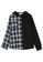 A-IN GIRLS black and navy Fashion Check Panel Hooded Jacket A5D85AA627088FGS_4