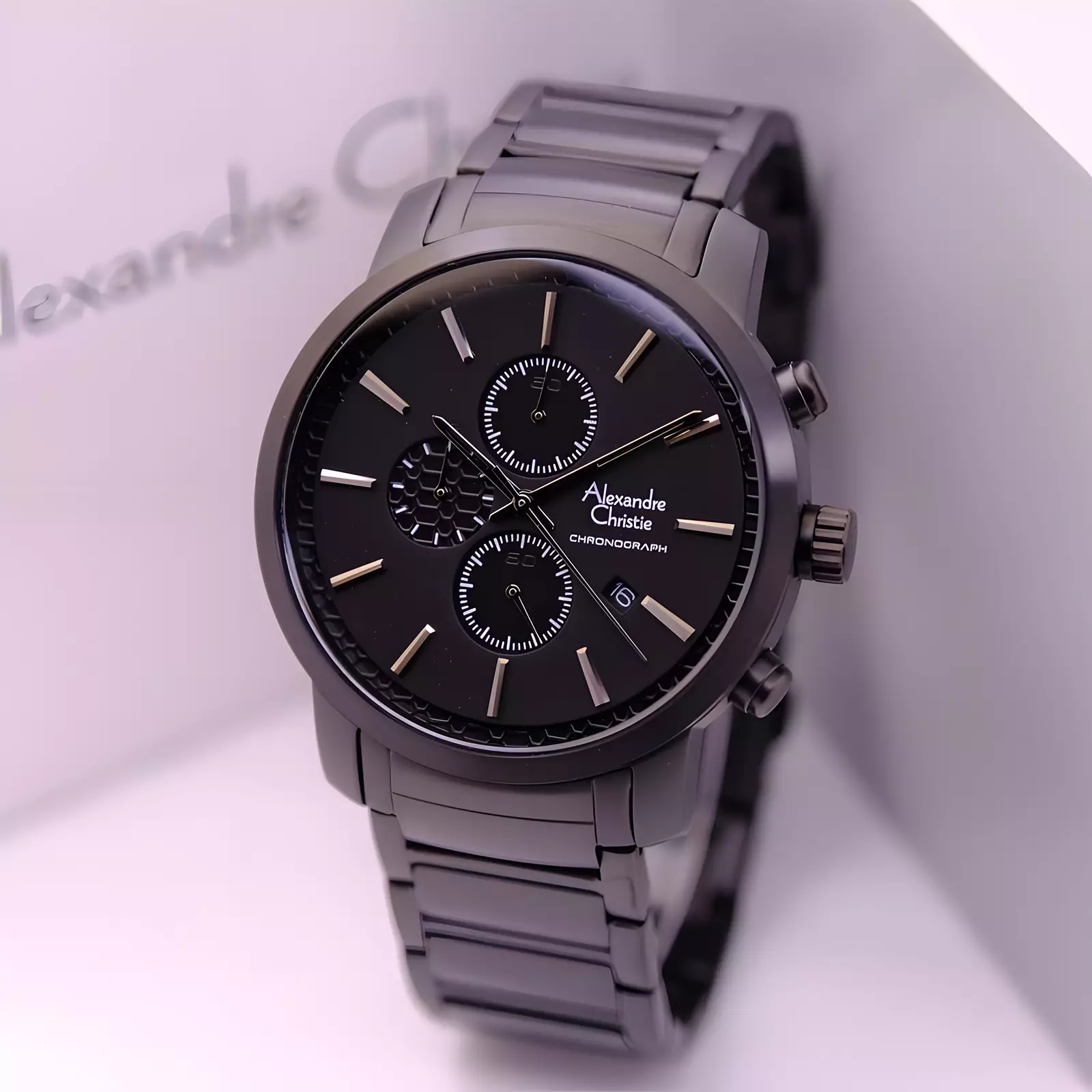 Jam Tangan Chronograph Pria - IP Black - Stainless Steel - 6660 MCBIPBA