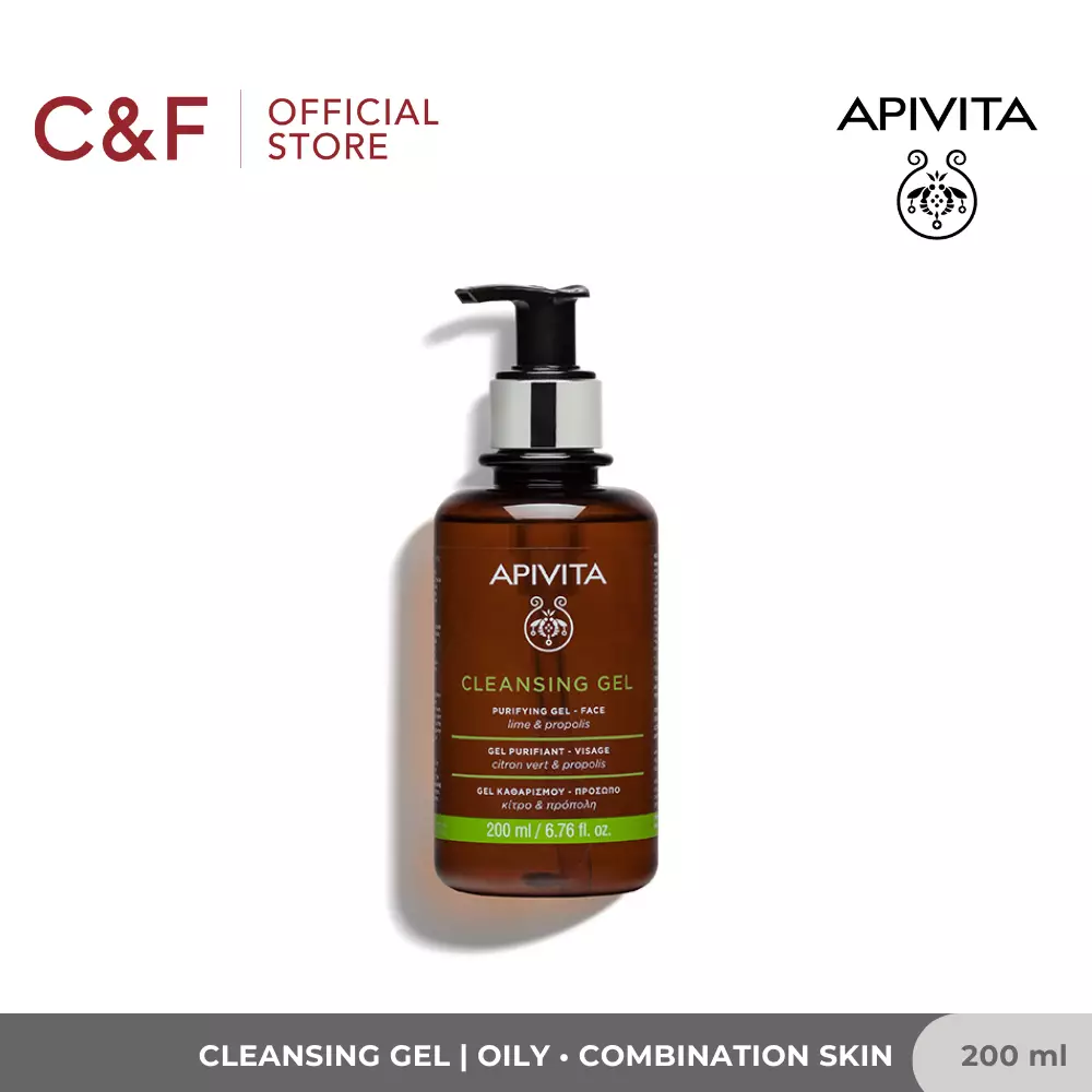 Apivita Cleansing Purifying Gel For Oily Combination Skin | Face 200 ml - Sabun Pembersih Wajah untuk Kulit Berminyak dan Kombinasi