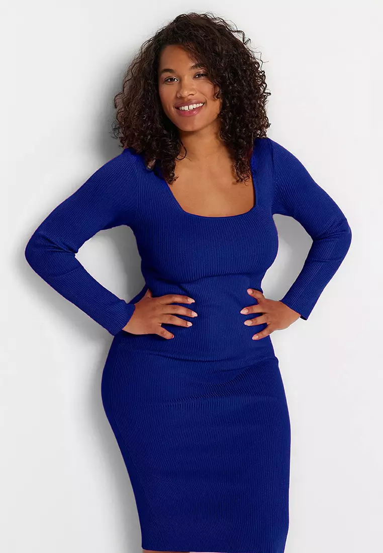 Saxe Square Neck Bodycon Knit Dress Tbbaw24Ah00005