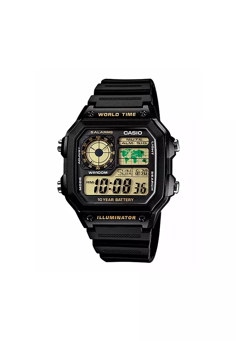 Men's Digital AE-1200WH-1BV Black Resin Band Sport Watch