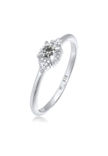 Elli Jewelry grey Ring Solitaire Salt-Pepper Diamond Topaz Gemstone C8902ACCBF90D6GS_1