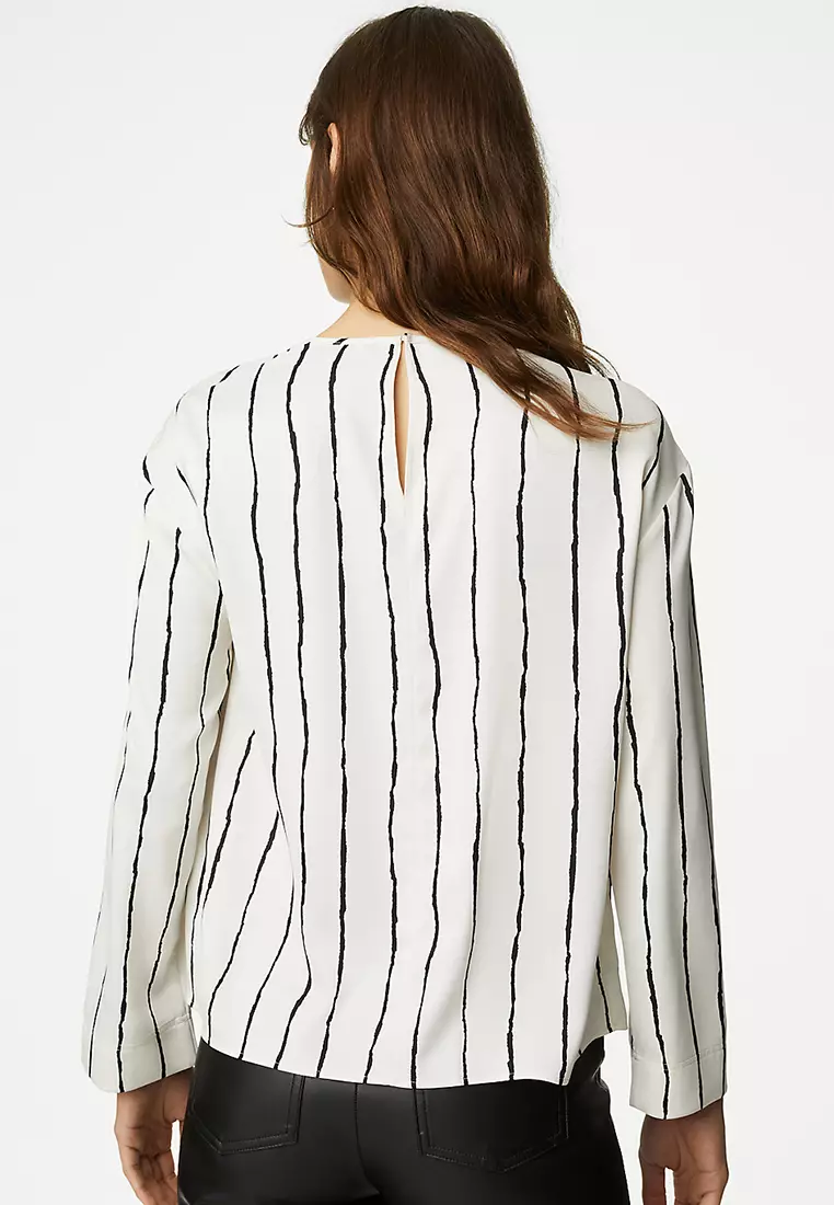 Striped Round Neck Blouse