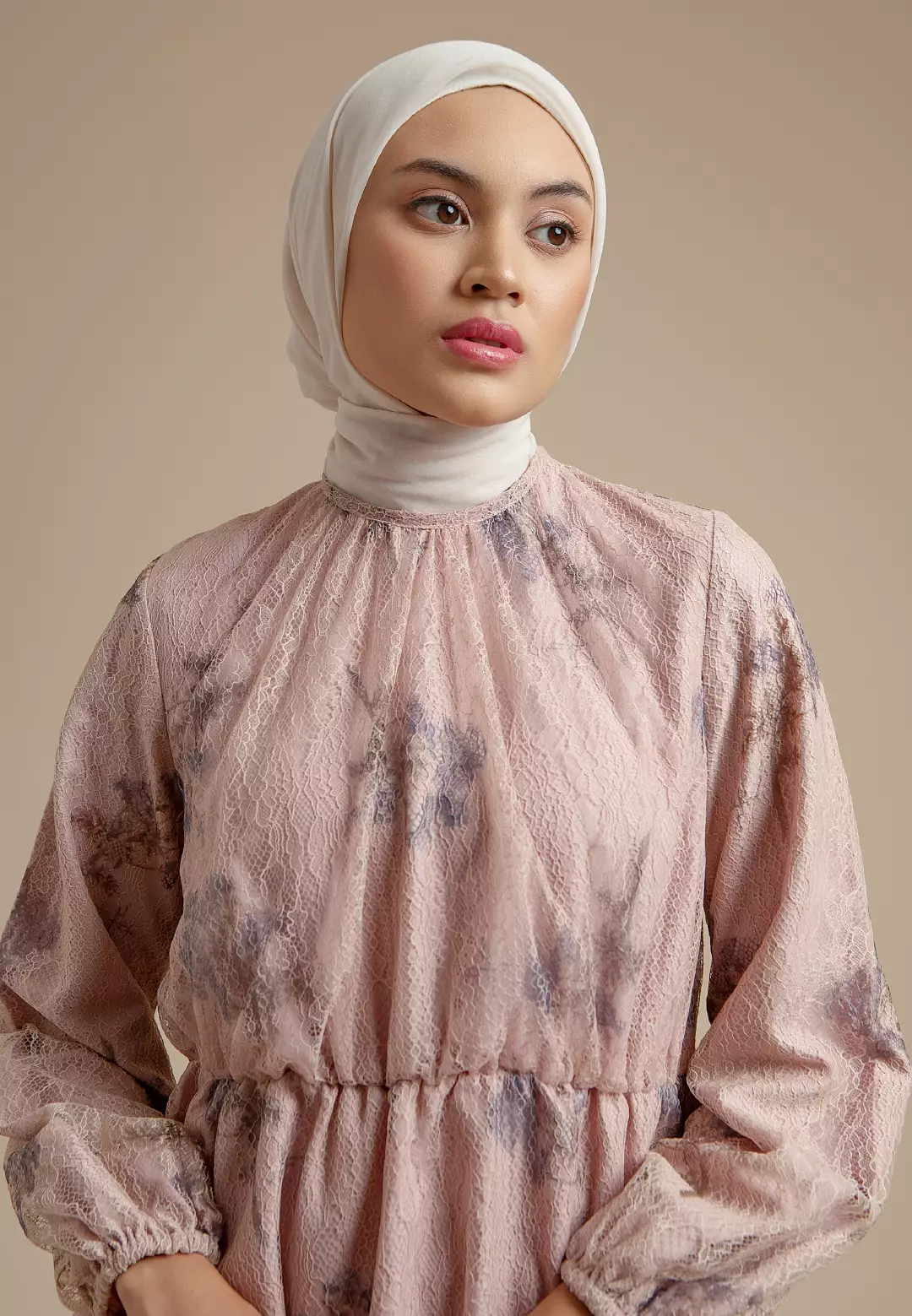 HijabChic Claire Pink Top - Atasan Lace Bunga Cantik