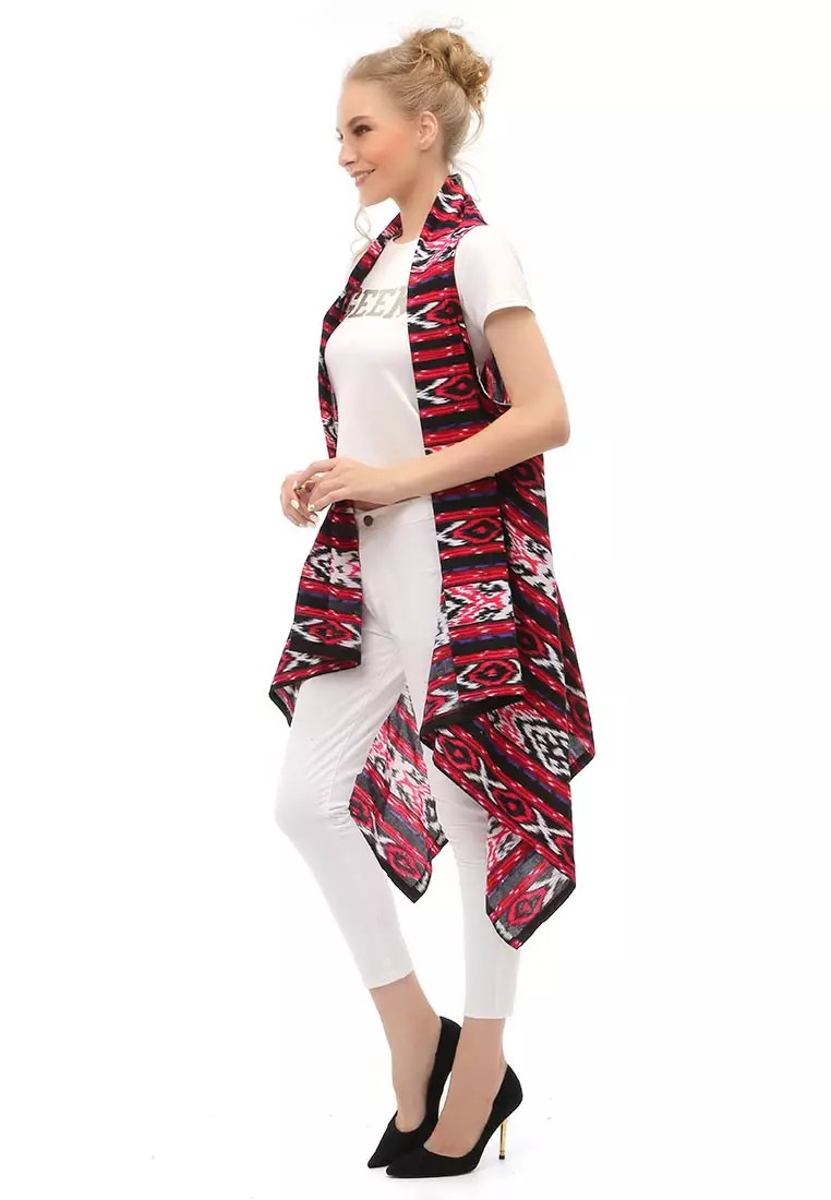 Lynelle Atasan Wanita Batik Songket Model Outer Material Cotton ORIGINAL - Red