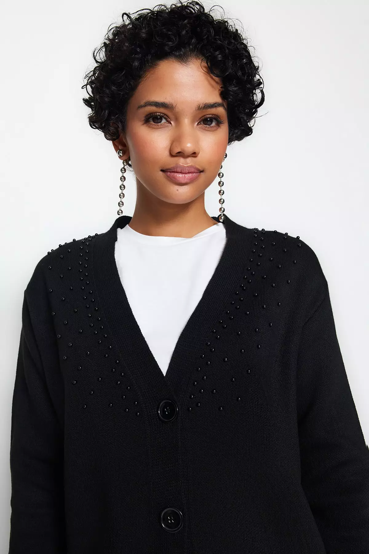 Black top pearl cardigan