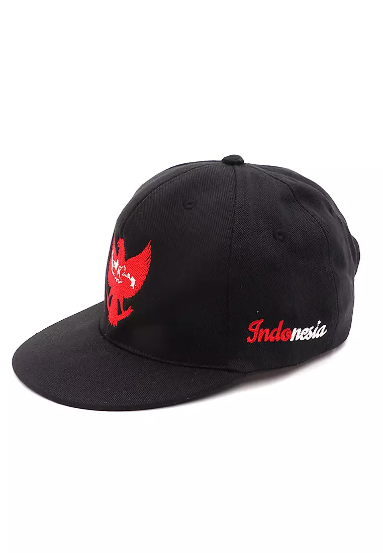 Gemp Cap Snapback Unisex Motif Garuda Resizable Strap Material Rafel ORIGINAL - Black