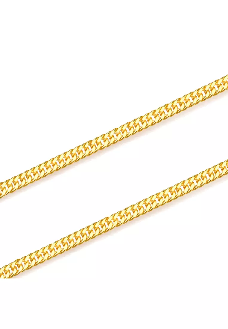 916/22K Gold Hollow Machine Curb Chain Necklace R020 (3.60MM, 45CM)
