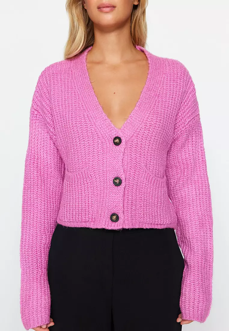 Crop Soft Textured Knitwear Cardigan