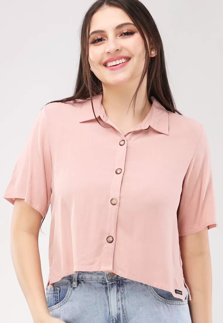 Soft Linen Woven Short Sleeves Blouse