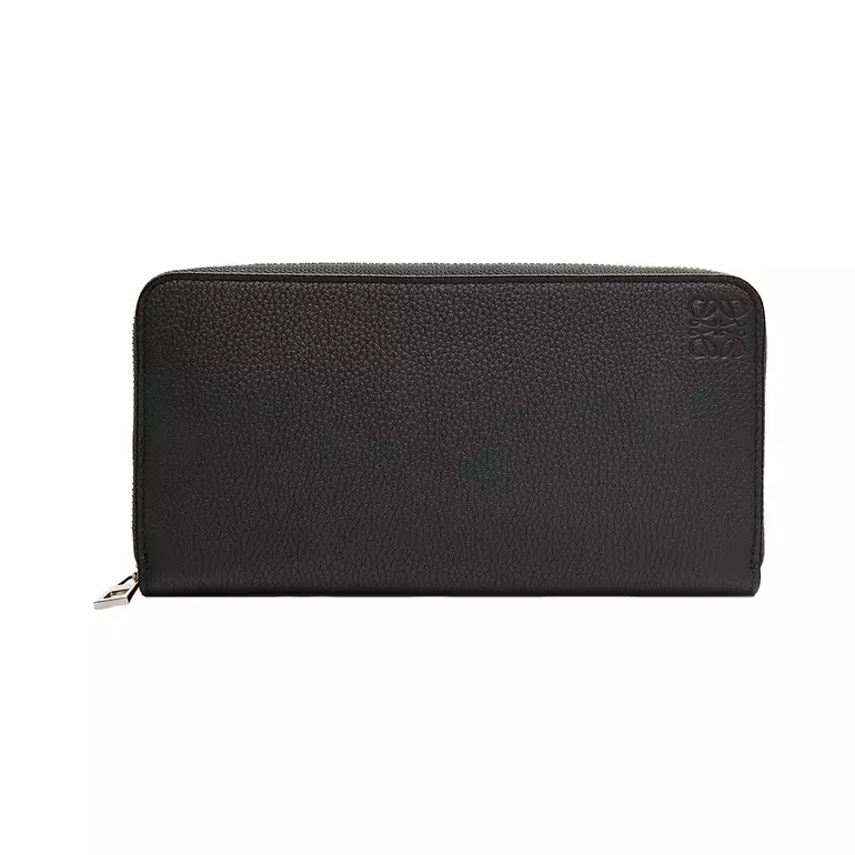 Zip Around Soft Grained Calfskin Wallet Black