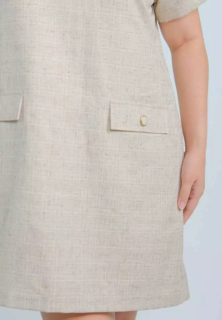 Milly Plus Size Zaria Tweed Dress with Front Pockets