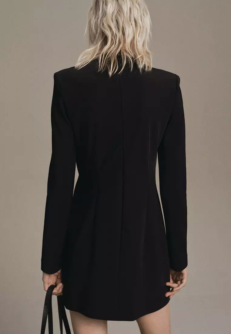 Long-Sleeved Dress With Draped Neck