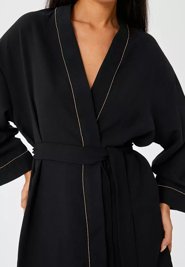 Kimono with Shimmer Ribbon Detail with Belt