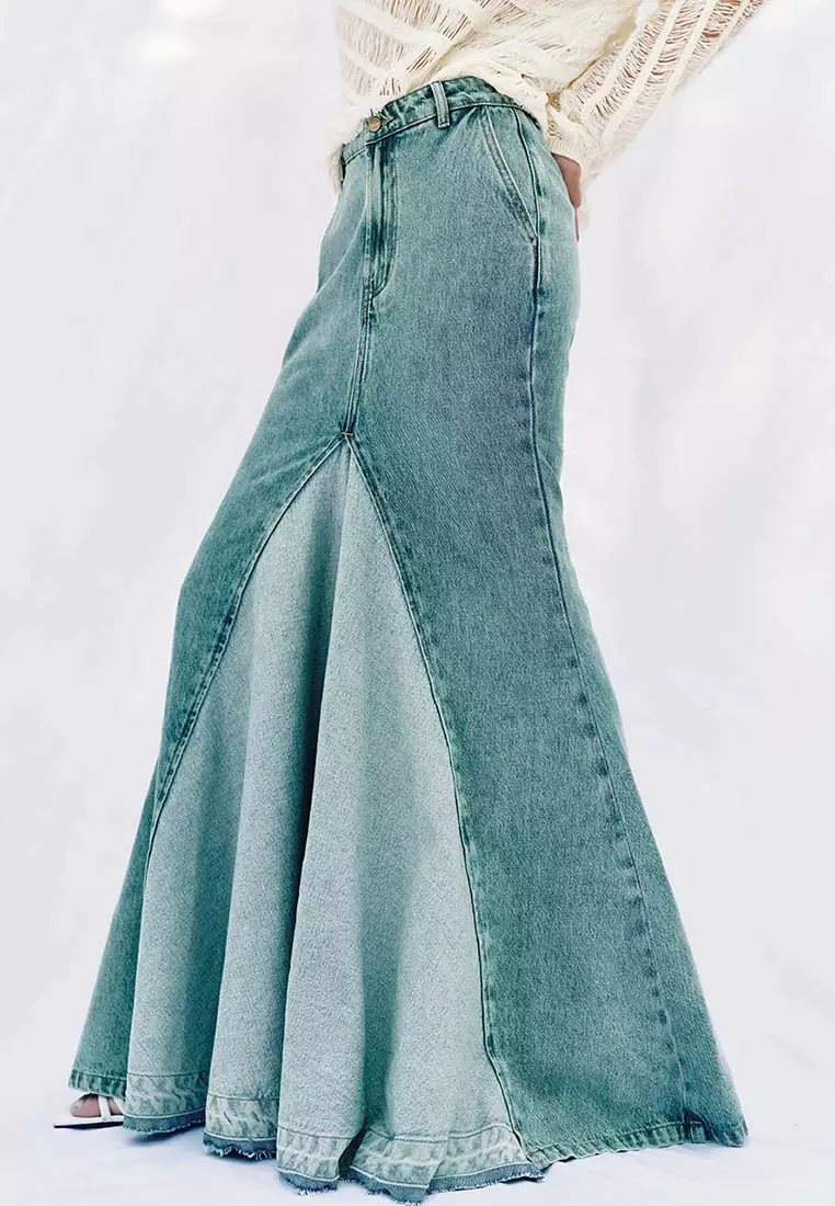 长鱼尾半裙牛仔半裙