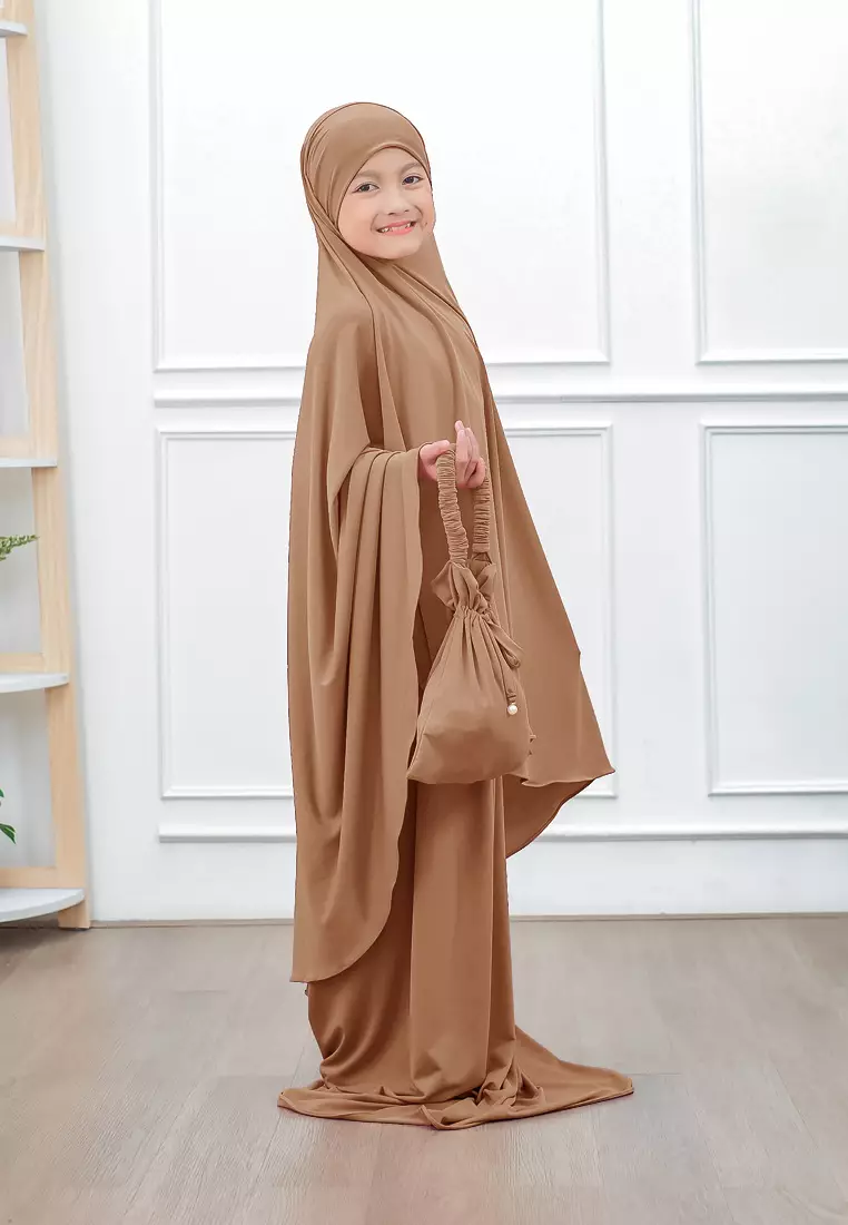 Zelena - Raudhia Prayer Set | Mukena French Khimar Set - Palm Sugar - Remaja