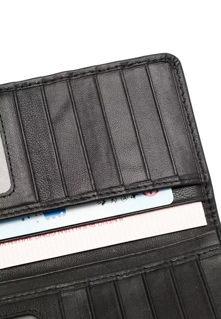 Men's RFID Blocking Bi Fold Long Wallet - Black