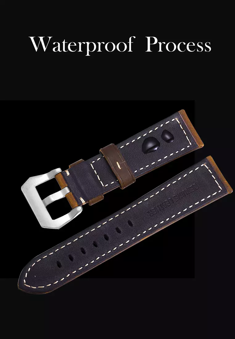 Tali Jam Watch Strap Tali Kulit Pria Buram Leather Strap 20mm Jam Tangan Kulit kopi