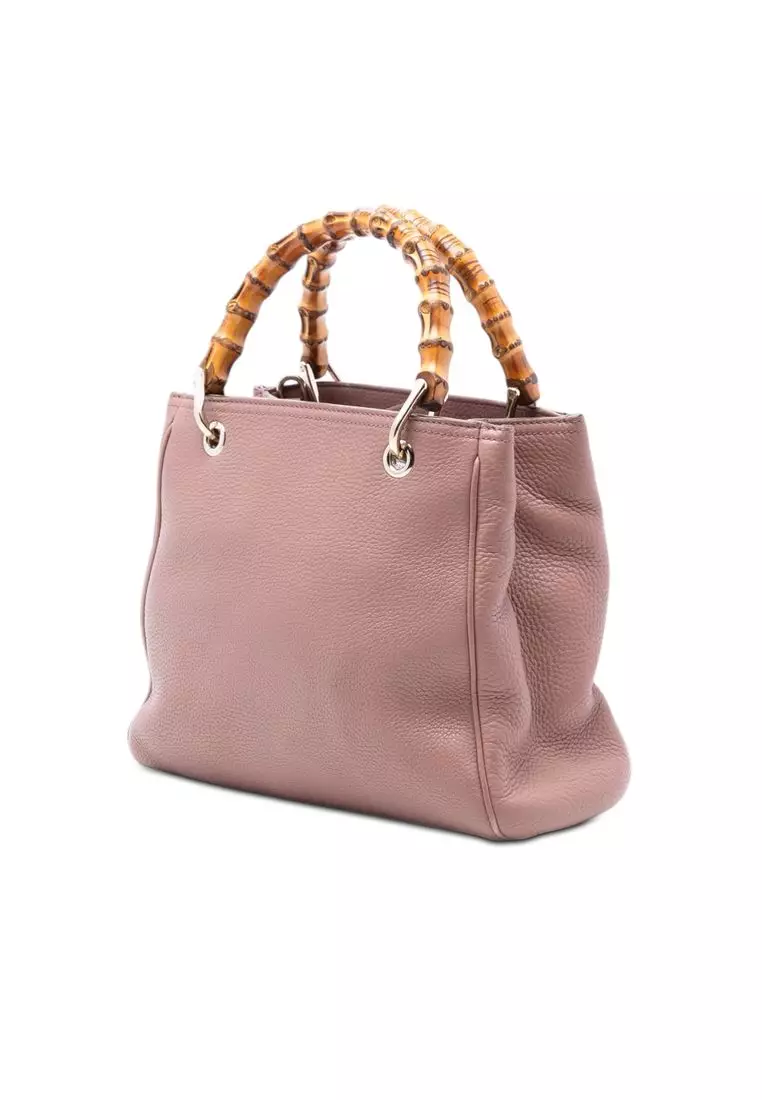 Pre-Loved Gucci Small Calfskin Bamboo Shopper Satchel
