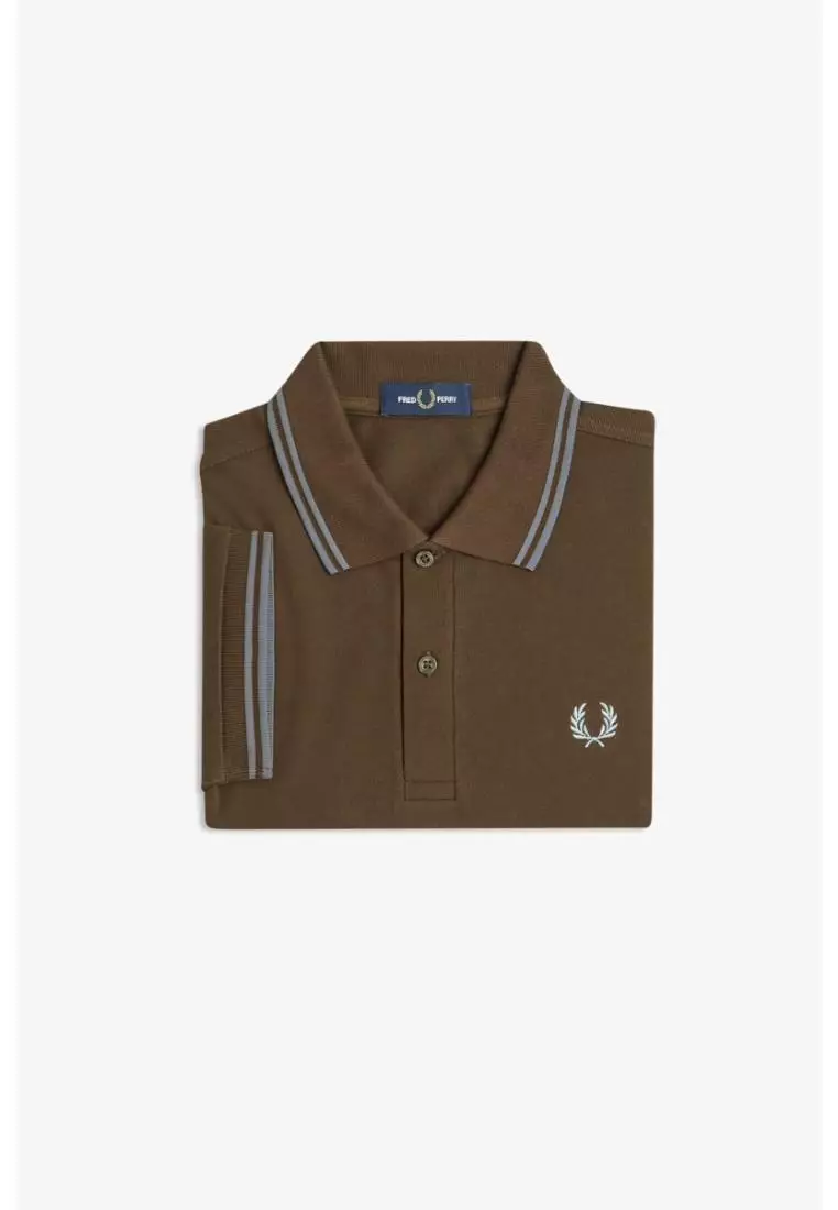 Fred Perry M3600 Twin Tipped Fred Perry Shirt (Burnt Tobacco / Stockport Blue / Stockport Blue)