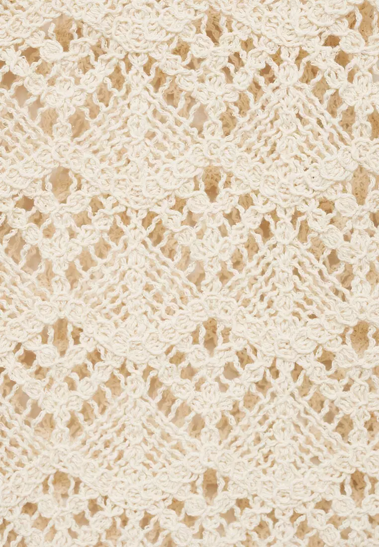 Short-Sleeved Crochet Sweater