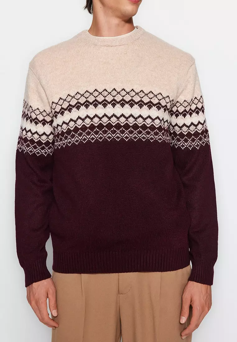 Slim Fit Printed Knitwear Sweater
