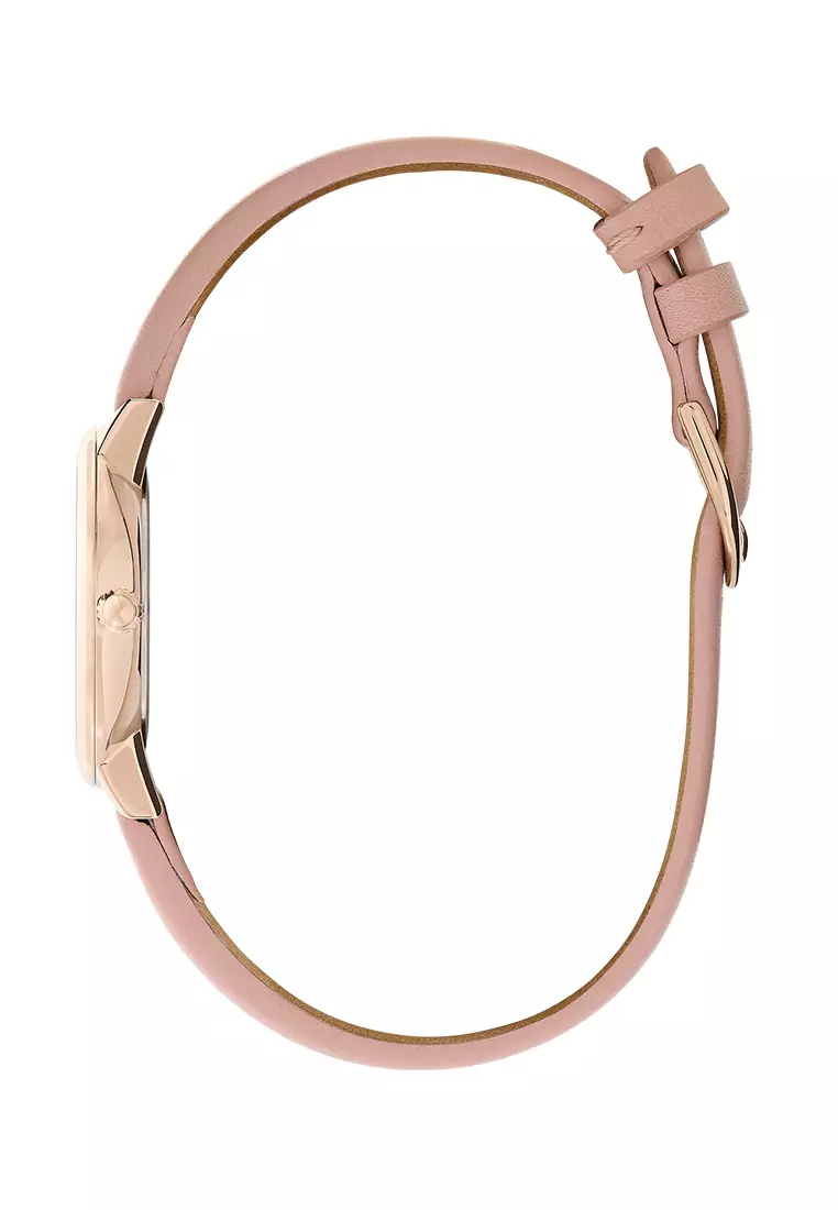 Olivia Burton 28mm Bee Ultra Slim Carnation Gold & Blush Leather Strap Watch 24000018