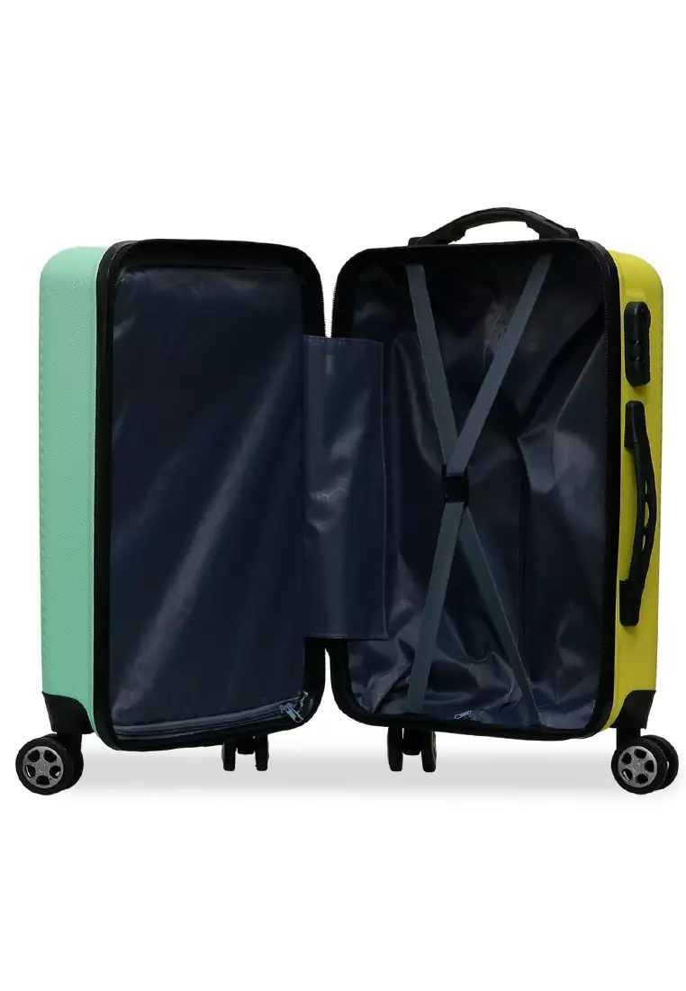 Carlton Koper Hardcase Unisex Size 20 Inch Dual Tone Color Large Compartment Suitcase Code Lock System Material ABS+PVC Coated ORIGINAL - Mint Yellow