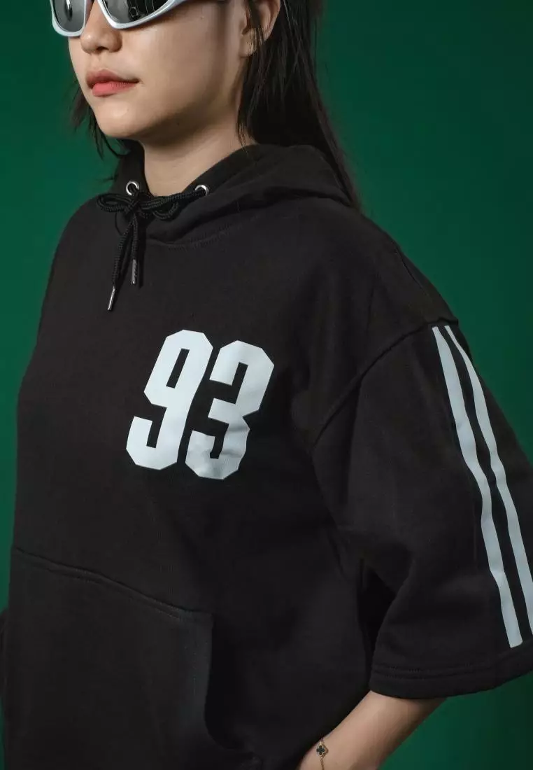 OOTDSUPPLY - Pullover Hoodie Short Sleeves Mirage 93 Black | Hoodie Pria & Wanita HDLP004