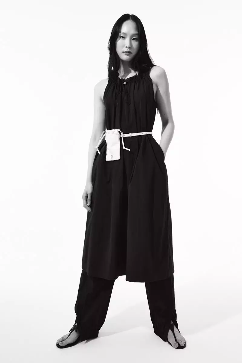 a line midi dresses with sleeves Satin Puff Sleeve Tie Neck Midi Dress | A-Line Dress main image 0