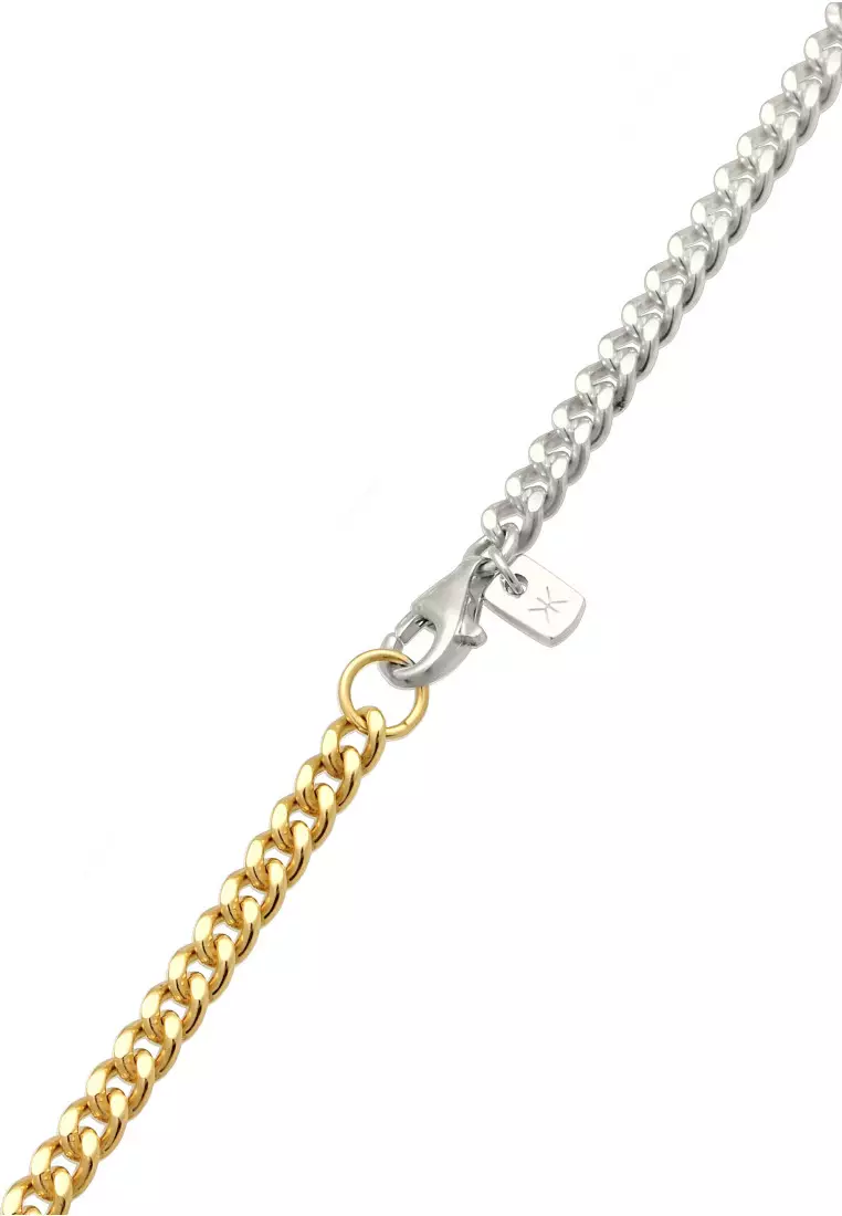 EXCLUSIVE Kalung Perhiasan Perak 925 Pria Curb Chain Bicolor
