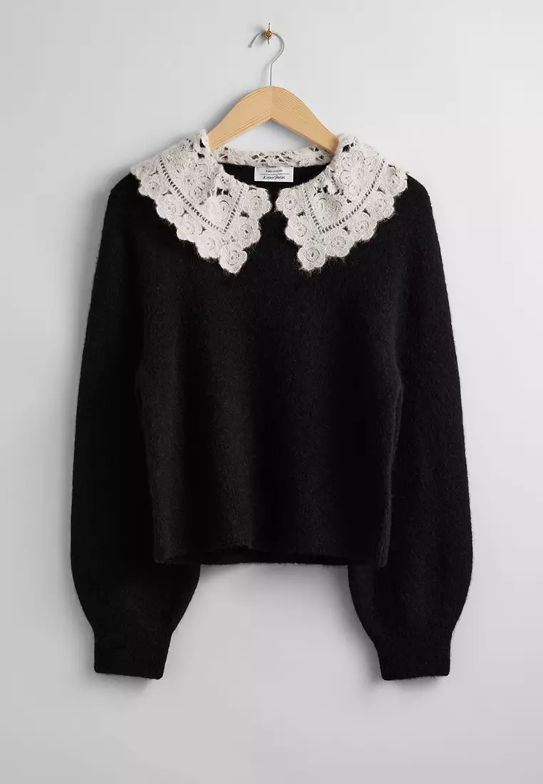 Crochet Collar Knit Jumper