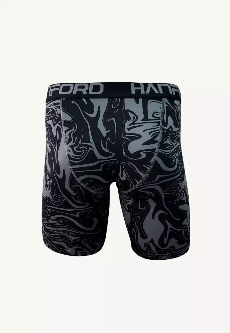 Athletic Men Pro Cool Quick Dry Compression Shorts Revo - Black / Swirl Print (Single Pack)