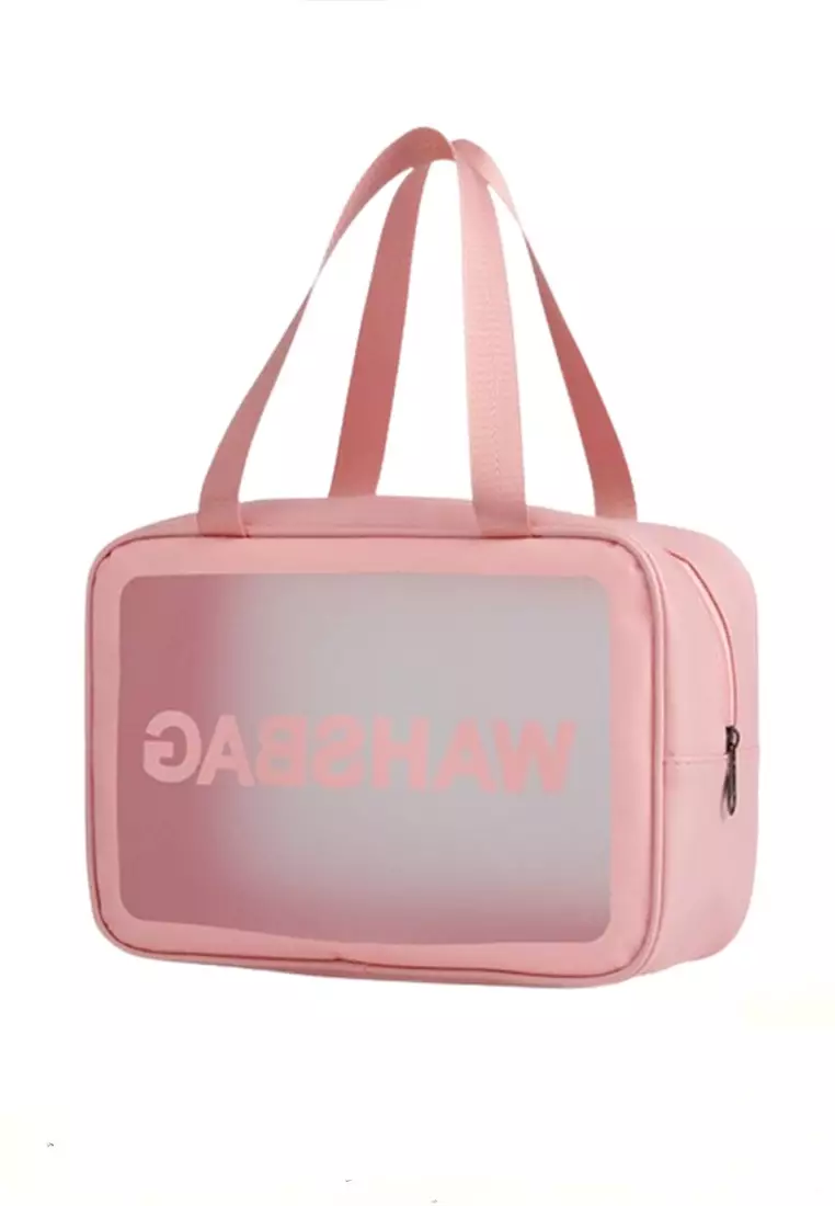 Elmar Tas Make Up Wanita Kosmetik Travel Cosmetic Bag Material PU Mesh ORIGINAL - Pink