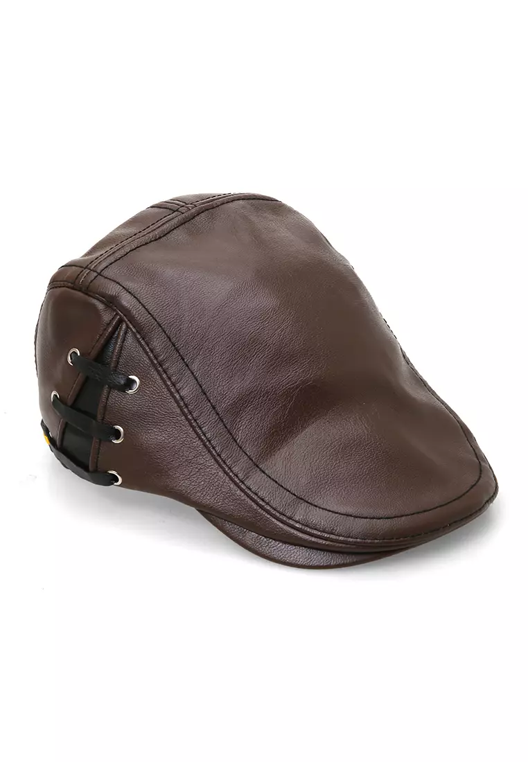 Kai Aksesoris Fashion Pria Wanita Casual Hat Preferred Style Material Leather ORIGINAL - Light Coffee